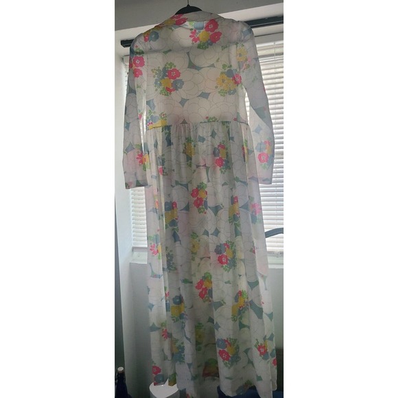 Vtg Warner's Nylon Large Floral Peignoir Set SEMI SHEER SZ 36 - Picture 2 of 11